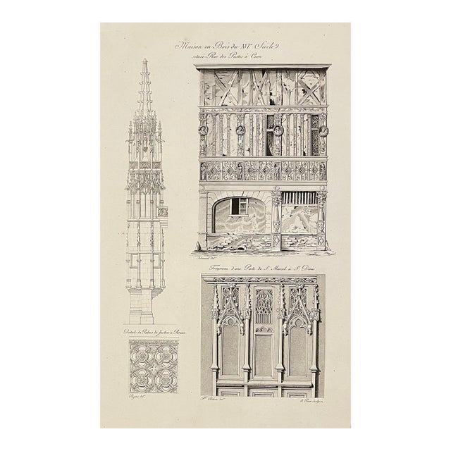 1825 Architecture of France Engraving For Sale