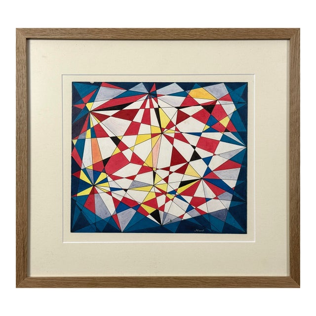 Richard Hood - Vintage Abstract Geometric Study, Signed (Mixed Media on Board) For Sale