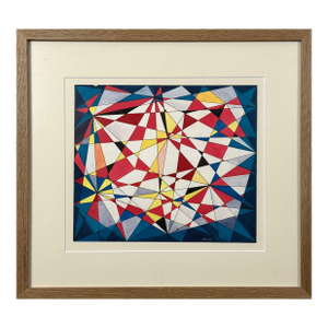 Richard Hood - Vintage Abstract Geometric Study, Signed (Mixed Media on Board)