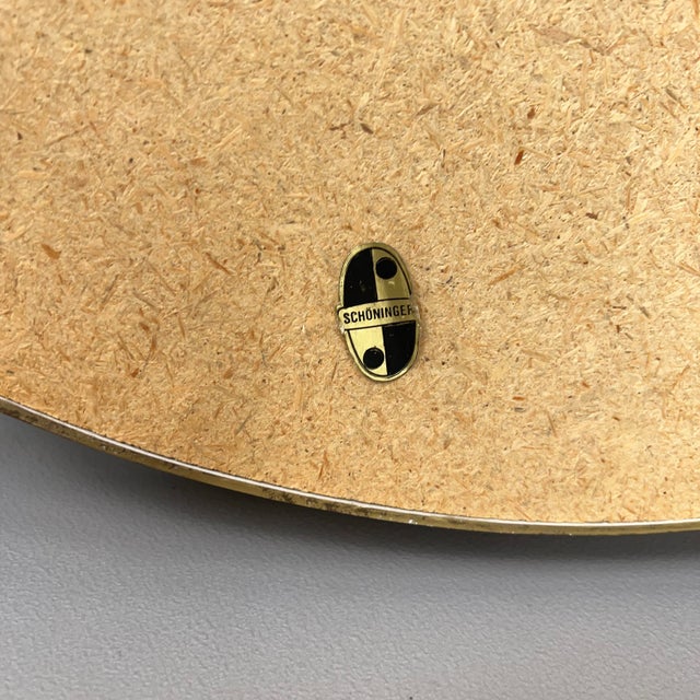 Large Round Wall Mirror with Brass Frame, 1950s For Sale - Image 4 of 5