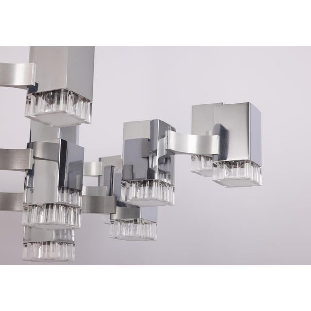 Gaetano Sciolari Large Cubic Chrome and Acrylic Glass 17-Light Chandelier by Gaetano Sciolari, Italy, 1960s For Sale - Image 4 of 18