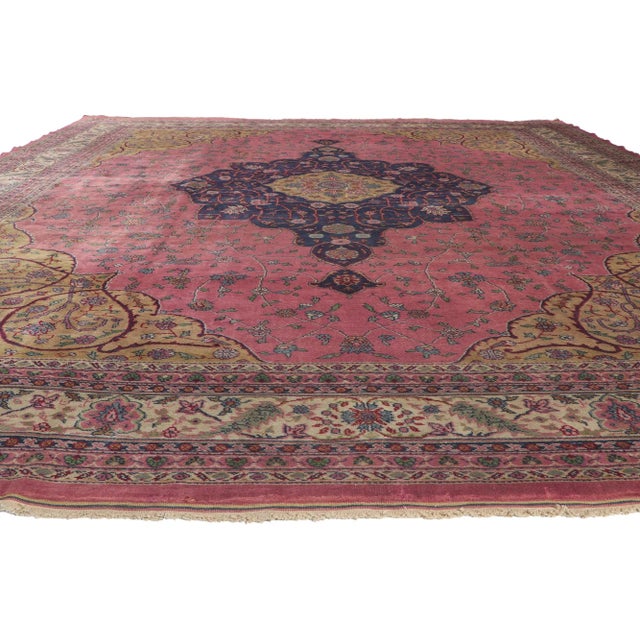 Traditional Antique Pink Turkish Sparta Rug - 13'00 X 15'00 For Sale - Image 3 of 8
