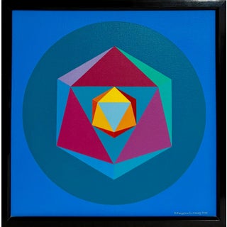 Yakov Kaszemacher, Israeli Op Art Kabbala Mandala Abstract Oil Painting Judaica Jacob Kaszemacher, 1987 For Sale