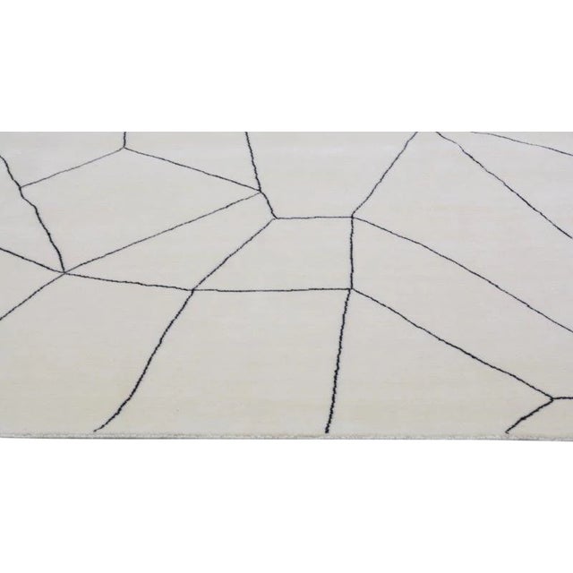 Moroccan Azilal White Hand Knotted Wool Rug,9X12'1 For Sale - Image 4 of 6