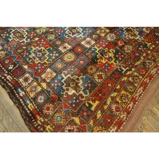 1900s Multicolor Geometric Tribal Antique Persian Quchan Kordi Carpet 5'4'' X 7'8'' Wool Rug For Sale In New York - Image 6 of 12