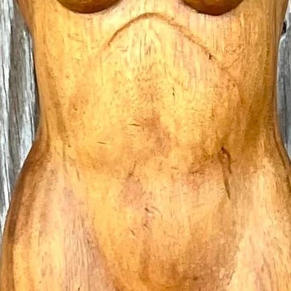 Vintage Boho Carved Torso of Woman For Sale - Image 10 of 13