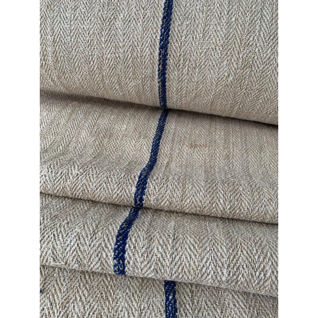 Stair Runner Grain Sack Fabric By The Yard Blue Stripe Heavy Antique
