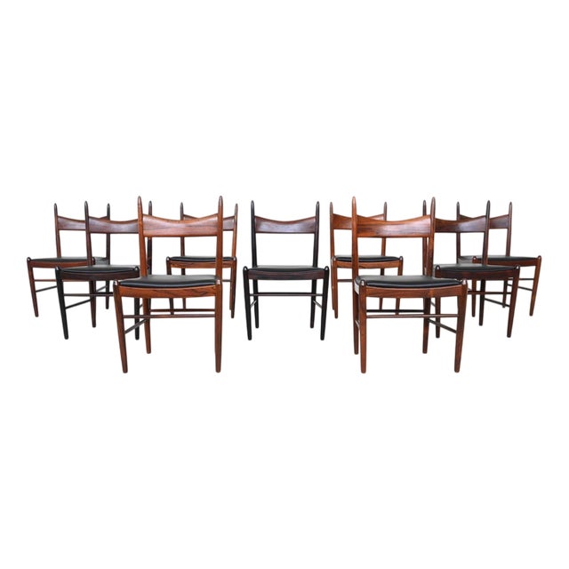 Rosewood Dining Chairs by H. Vestervig Eriksen for Tromborg, Denmark, 1960s, Set of 9 For Sale