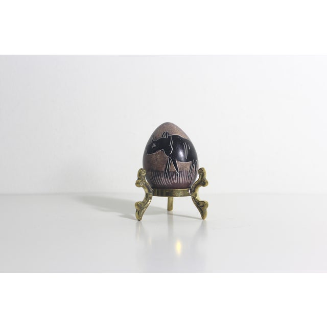 Vintage Brass Egg Display Stand Base, Pedestal, Holder For Sale - Image 4 of 8