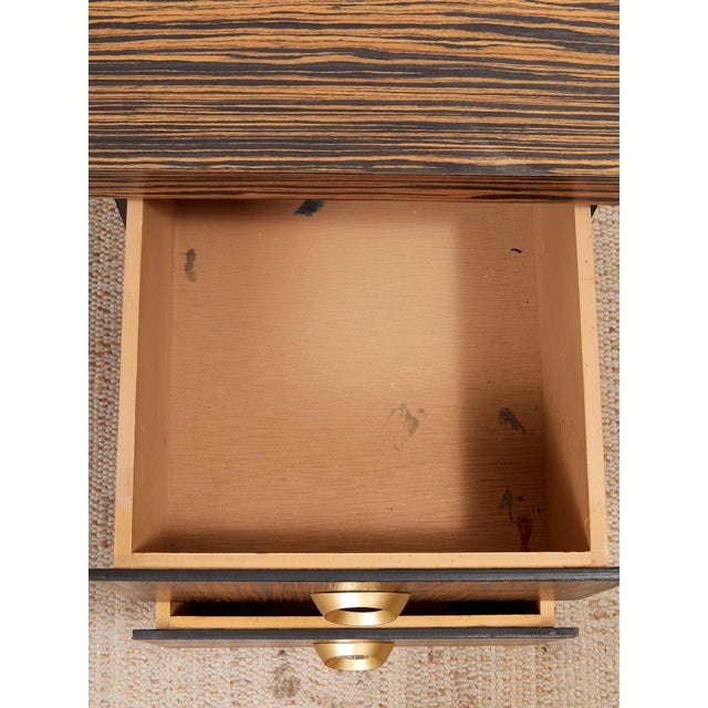 Burnt Umber Madagascar 1950s Vintage Single Pedestal Double Drawer Desk For Sale - Image 8 of 11