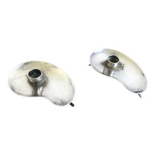 Pair of Danish Modern Silverplate Candle Holders by Hugo Grun Prima, Denmark For Sale