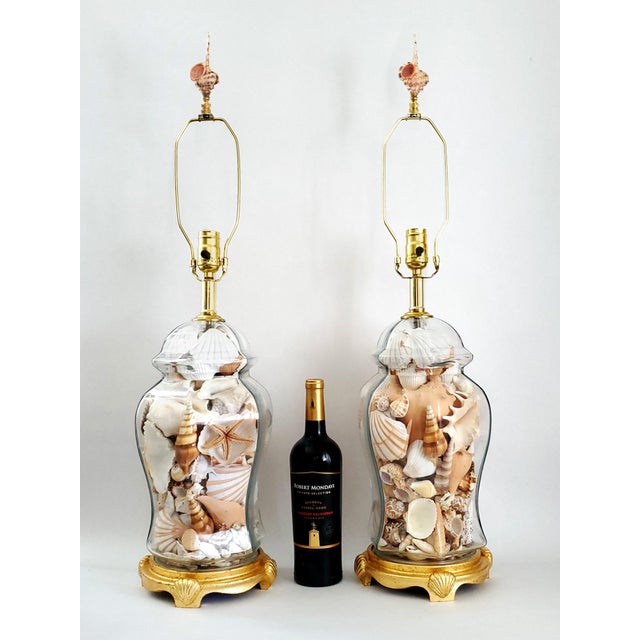 Christa's South Seashells Lamp Pair Seashells Shells Restored For Sale - Image 4 of 12