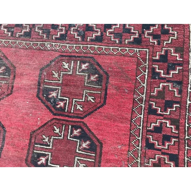 Antique Turkmen Afghan Rug For Sale - Image 10 of 13