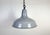 Industrial grey enamel factory pendant light made in united kingdom during the 1960s. White enamel inside the shade. Iron...