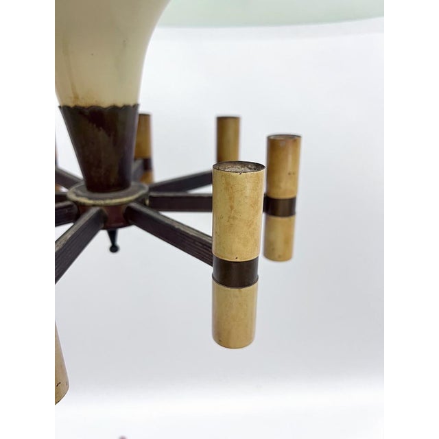 Mid-Century Manner Curved Glass Disk Chandelier, Fontana Arte, Italy, 1950s For Sale - Image 6 of 17