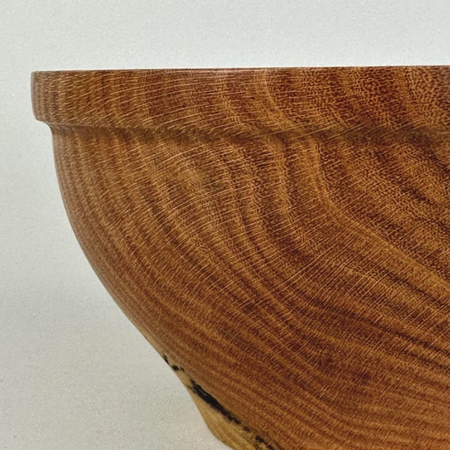 Brown Vintage Studio Craft Turned Maple Bowl and Turned Honey Locust Bowl, Signed For Sale - Image 8 of 9