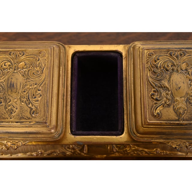 Metal Tiffany & Co. Style Antique French Repousse Bronze Doré Jewelry Box For Sale - Image 7 of 12