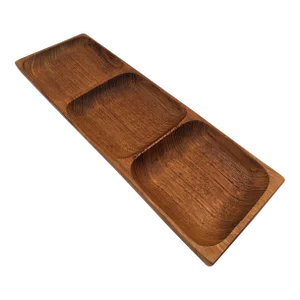 1970s Teak Wood Partitioned Tray Platter