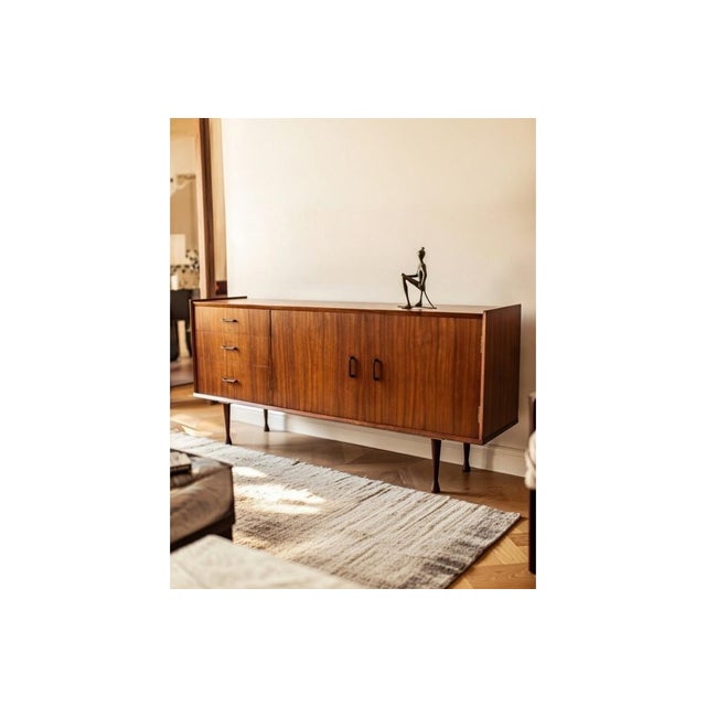 Vintage Chest of Drawers in Walnut, Poland, 1960s For Sale - Image 11 of 11