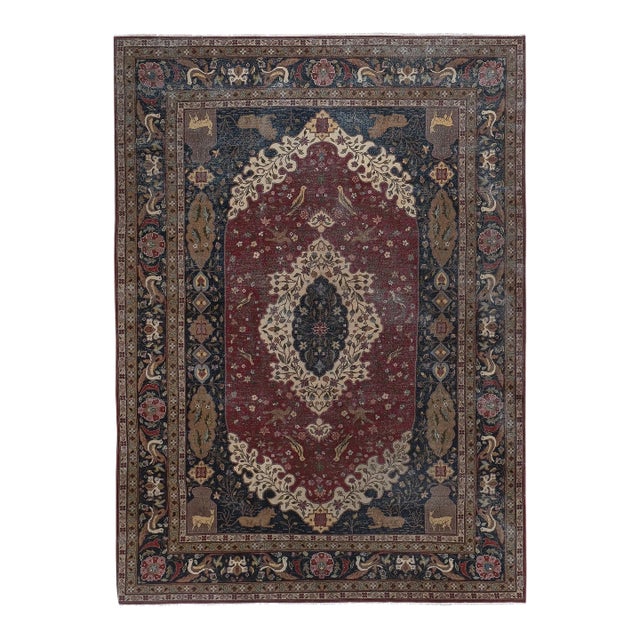 1960s Turkish Animal Pictorial Rug 8'10'' X 12'2'' For Sale