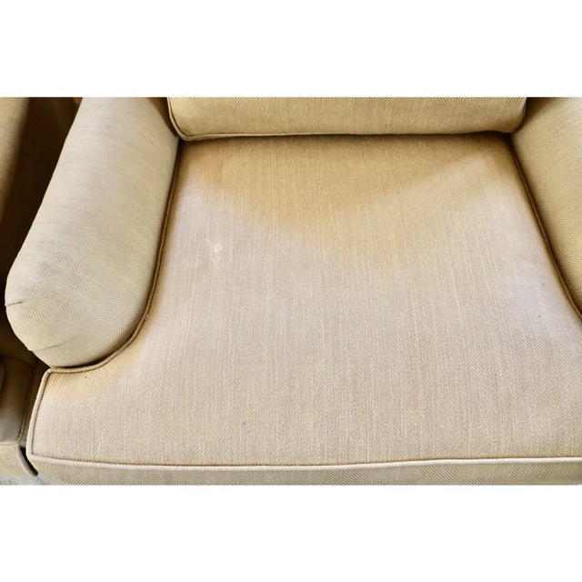 English Late 20th Century Vintage Hickory Chair Furniture Reupholstered English Arm Swivel Club Chairs - A Pair For Sale - Image 3 of 4
