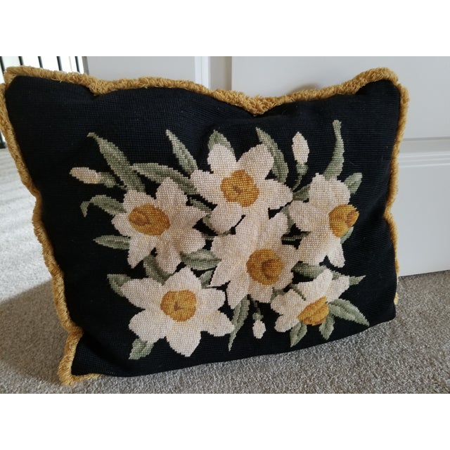 1970s Cottage Needle Point Pillow 20ʺw 16ʺh Chairish