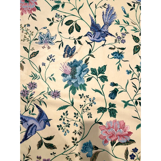 What a rare find! Beautiful Chinoiserie floral/bird pattern by Schumacher. Vintage and retired, "Kingswood". New/uncut,...