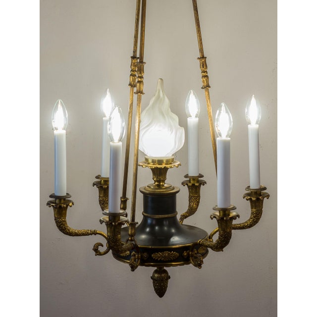 Traditional French Empire 7-Light Chandelier in Gilded Bronze, Late 19th Century For Sale - Image 3 of 17