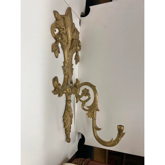 Vintage Mid Century Decorative Brass Sconces Pair of 2 For Sale - Image 4 of 9
