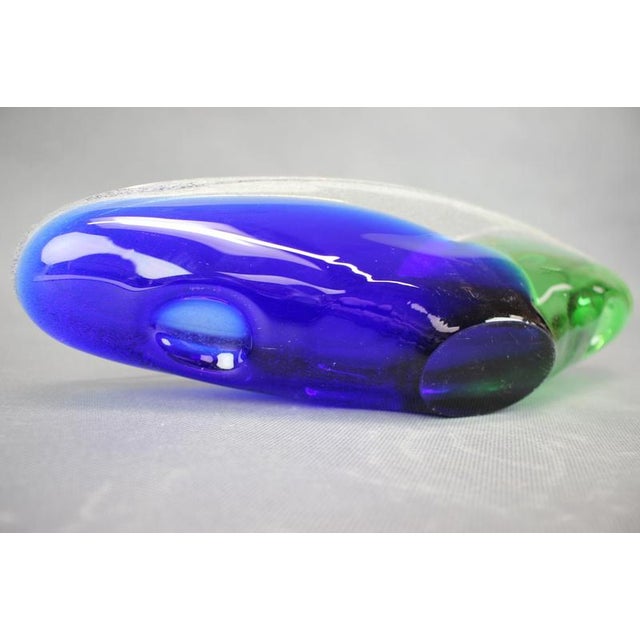 Mid-Century Czechoslovakian Novy Bor Blue and Green Art Glass Bowl, 1960s For Sale - Image 10 of 11