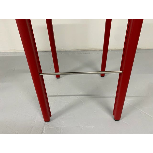 Red Bellini Style Italian Red Leather Barstools - Set of 4 For Sale - Image 8 of 10