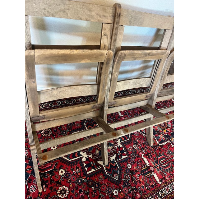 French Country-Style Rustic Wooden 3-Chair Folding Bench For Sale - Image 10 of 11