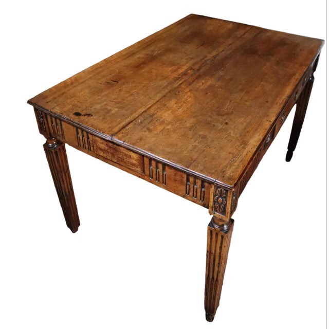 Ornate 19th Century French Library Table With Brass Hardware For Sale In Portland, OR - Image 6 of 14