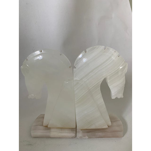 Antique White Onyx Horse Head Bookends- a Pair For Sale In New York - Image 6 of 6