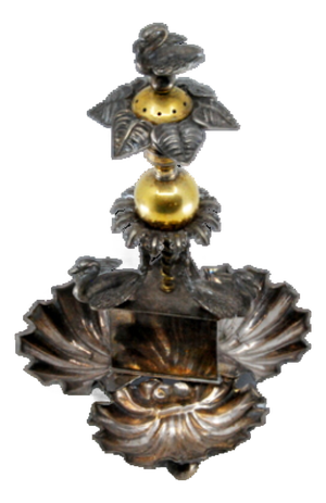 Silver Toothpick Holder with Three Shell-Shaped Holders
