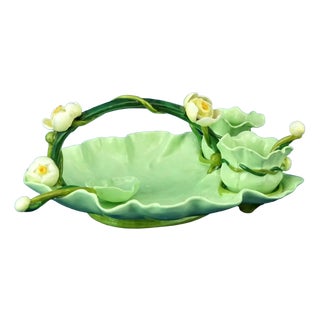 Art Nouveau Strawberry Service in Vitrified Majolica by George Jones, England, 1882, Set of 5 For Sale