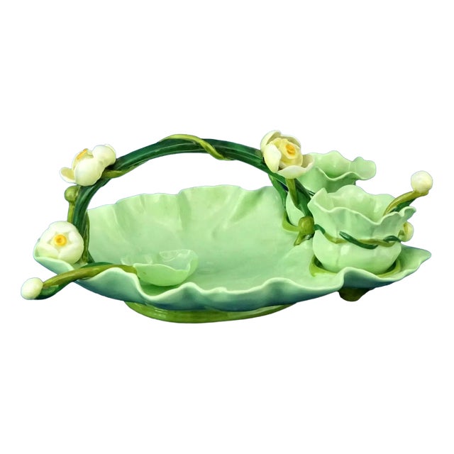 Art Nouveau Strawberry Service in Vitrified Majolica by George Jones, England, 1882, Set of 5 For Sale