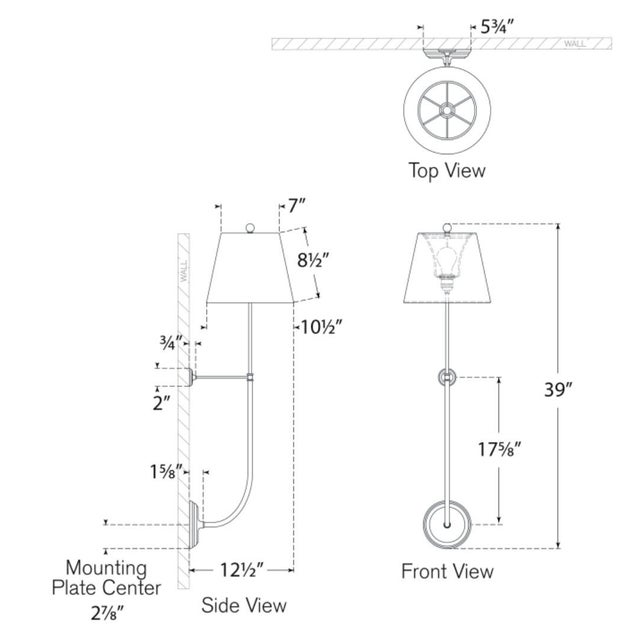 Metal Suzanne Kasler for Visual Comfort Signature Wyatt 39" Statement Sconce in Hand-Rubbed Antique Brass with Linen Shade For Sale - Image 7 of 9