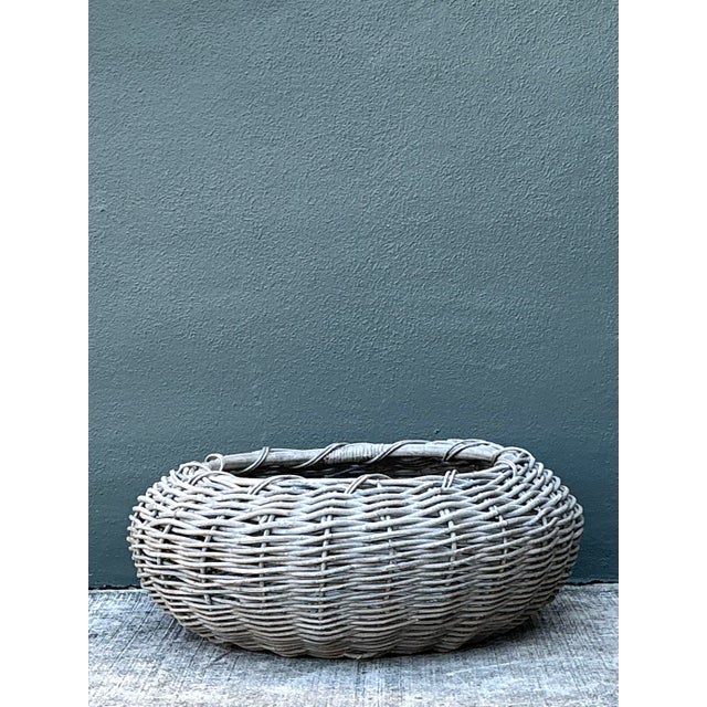 Vintage Woven Rattan Centerpiece Basket For Sale In West Palm - Image 6 of 12