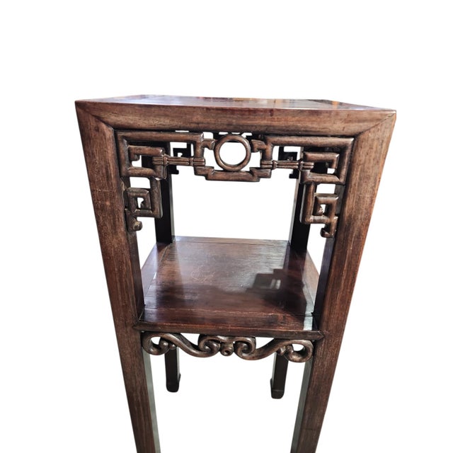 Chinese Antique Chinese Tall Hongmu Incense Tables - A Pair For Sale - Image 3 of 6