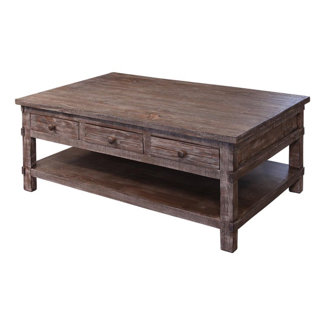 Greenview Weathered Gray 6 Drawer Coffee Table For Sale