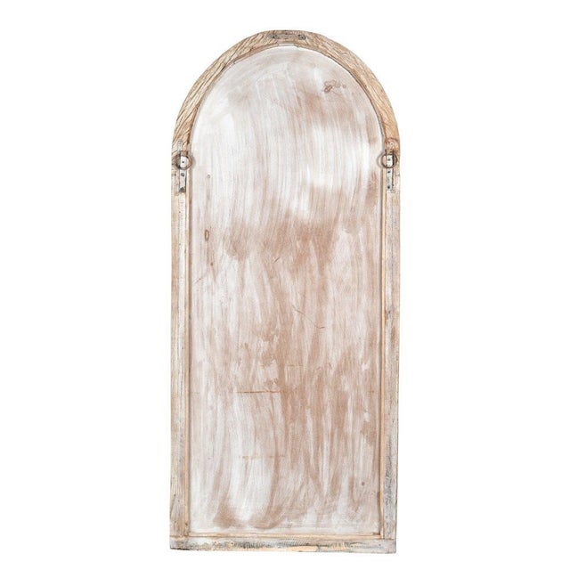 1950s Vintage Indian Bleached Teakwood Arched Top Mirror For Sale - Image 5 of 5