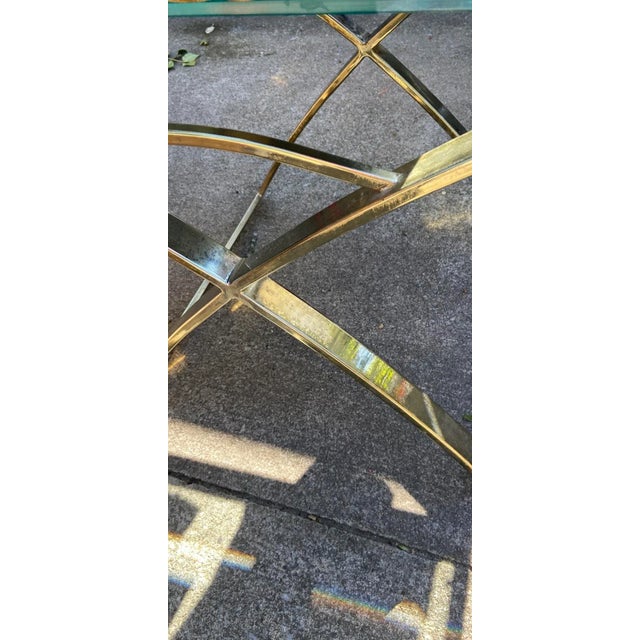 Mid 20th Century Mid Century Modern X-Base Side Table with Glass Top For Sale - Image 4 of 6