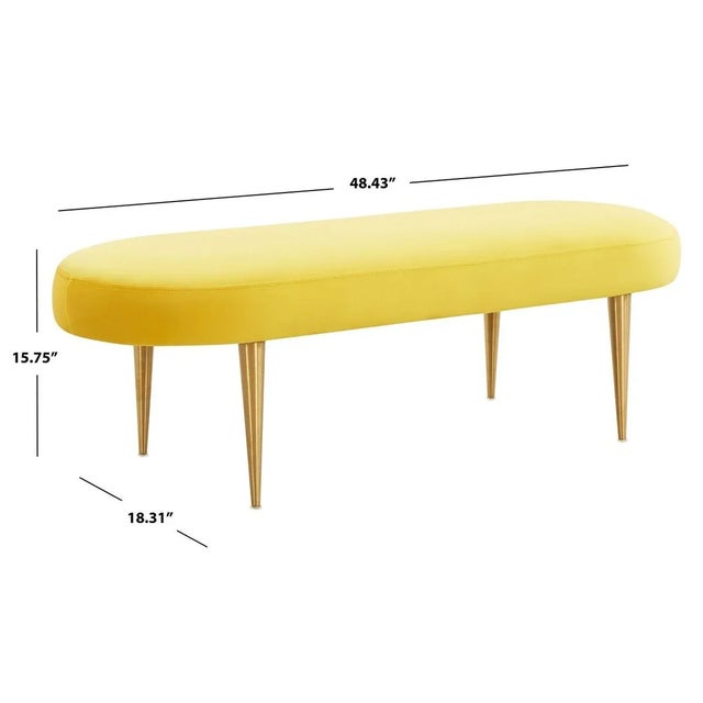 Corinne Velvet Oval Bench - Marigold For Sale In Philadelphia - Image 6 of 7