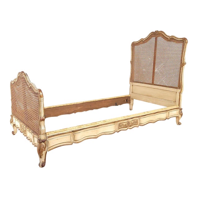 Belle Époque Painted and Gilt French Louis XV–Style Bed, Circa 1890 For Sale