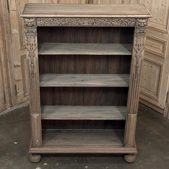 19th Century Renaissance Revival Stripped Oak Open Bookcase For Sale - Image 17 of 18