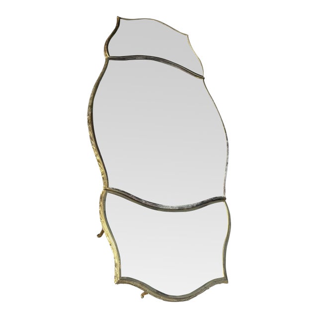 1970' Tripartite Table Styled After Maison Charles Crossbow, Jansen or Baguès Decor Palm Tree For Sale