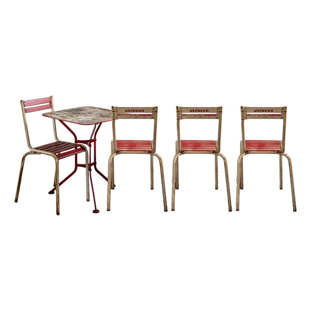 Garden Table and Chairs, 1940s, Set of 5 For Sale