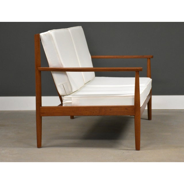 Mid-Century Modern 1950s Danish Modern Teak Loveseat Sofa For Sale - Image 3 of 8