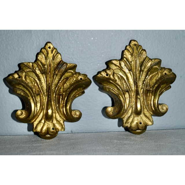 Metal Vintage Set of Four Fleur-De-Lis Brass Ormolu For Sale - Image 7 of 11